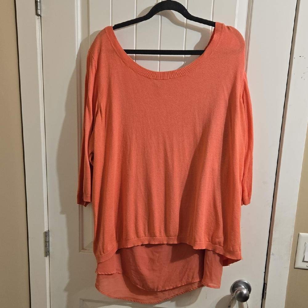 Torrid Plus Size 4X Women's Peach Blouse 1/2 Sleeve Cotton Blend - Picture 2 of 6